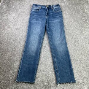 Kut From The Kloth Rachel Fab Ab Jeans Women’s 4 Blue Straight High Rise Raw Hem